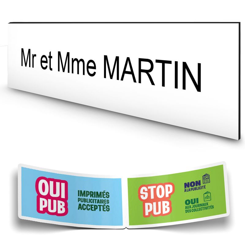 Plaque boite aux lettres personnalisée adhésive au format 100x25mm - blanche lettres noires - 1 ligne Plaque boite aux lettres personnalisée adhésive au format 100x25mm - blanche lettres noires - 1 ligne