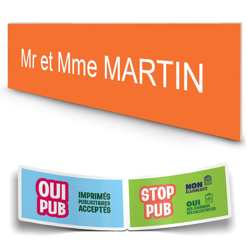 Plaque boite aux lettres personnalisée adhésive au format 100x25mm - orange lettres blanches - 1 ligne Plaque boite aux lettres personnalisée adhésive au format 100x25mm - orange lettres blanches - 1 ligne
