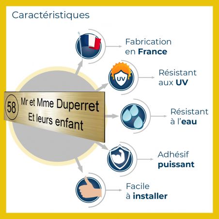 Plaque boite aux lettres format Decayeux TRISKELL (100x25mm) beige lettres noires - 1 ligne