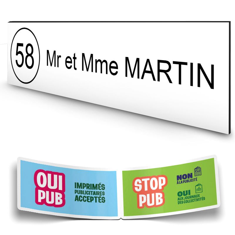 Plaque boite aux lettres NUMERO adhésive (100x25mm) blanche lettres noires - 1 ligne Plaque boite aux lettres NUMERO adhésive (100x25mm) blanche lettres noires - 1 ligne