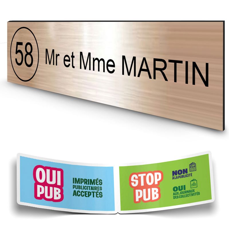 Plaque boite aux lettres NUMERO adhésive (100x25mm) cuivre lettres noires - 1 ligne Plaque boite aux lettres NUMERO adhésive (100x25mm) cuivre lettres noires - 1 ligne