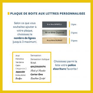 Étiquette Nom personnalisable pour boîte aux lettres · Gravure Française · 100x25x0,8 mm · vert pomme lettres blanches - 2 ligne