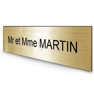 Étiquette Nom personnalisable pour boîte aux lettres · Gravure Française · 100x25x0,8 mm · Or écriture noire - 1 ligne