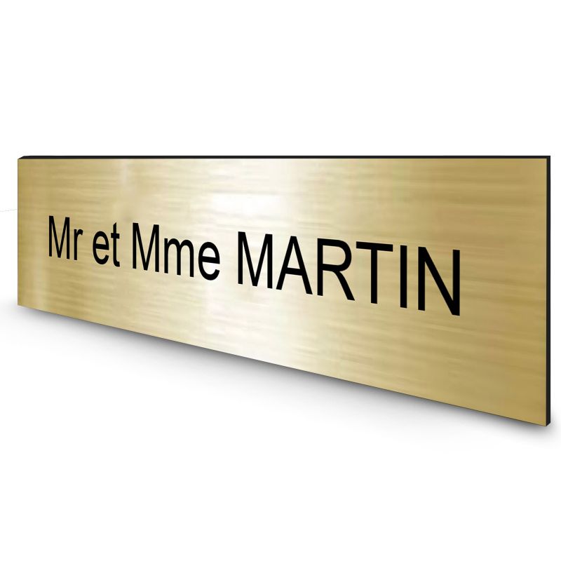 Étiquette Nom personnalisable pour boîte aux lettres · Gravure Française · 100x25x0,8 mm · Or écriture noire - 1 ligne Étiquette Nom personnalisable pour boîte aux lettres · Gravure Française · 100x25x0,8 mm · Or écriture noire - 1 ligne