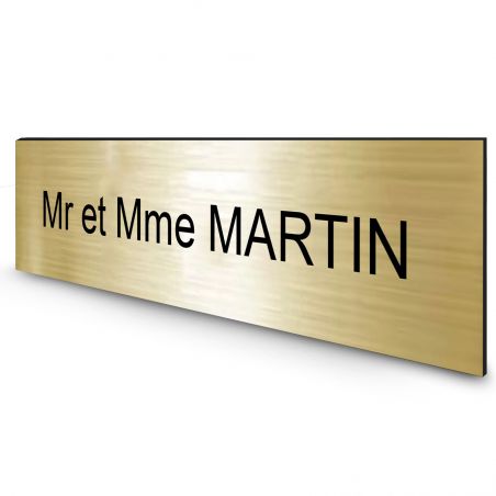 Étiquette Nom personnalisable pour boîte aux lettres · Gravure Française · 100x25x0,8 mm · Or écriture noire - 1 ligne