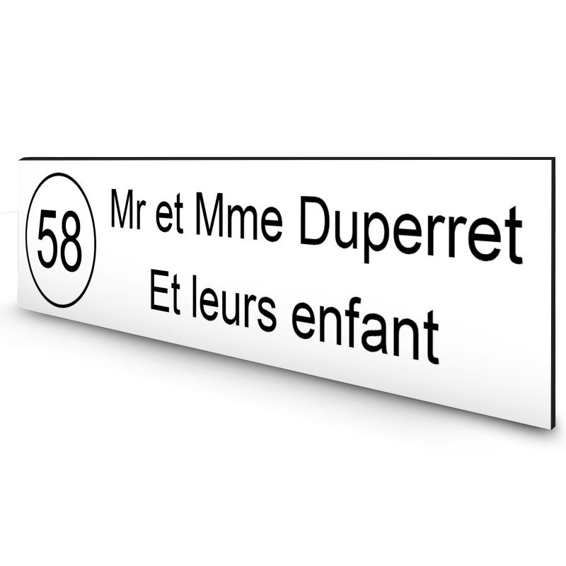 Étiquette Nom + Numéro personnalisable pour boîte aux lettres · 100x25x0,8 mm · Blanche lettres noires - 2 lignes Étiquette Nom + Numéro personnalisable pour boîte aux lettres · 100x25x0,8 mm · Blanche lettres noires - 2 lignes