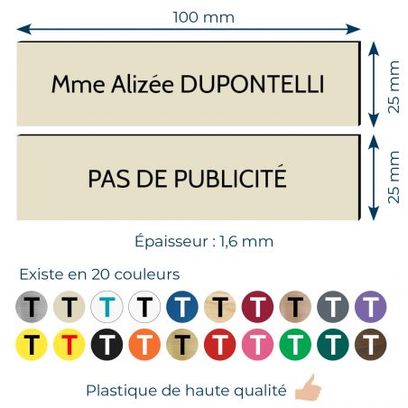 Plaque boite aux lettres personnalisable - Lot de 2 plaques : plaque nom + stop pub – Plaque boite auxPlaque boite aux lettres p