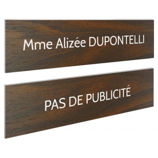 Plaque boite aux lettres personnalisable - Lot de 2 plaques : plaque nom + stop pub – Plaque boite aux lettres adhésive 100 x 25
