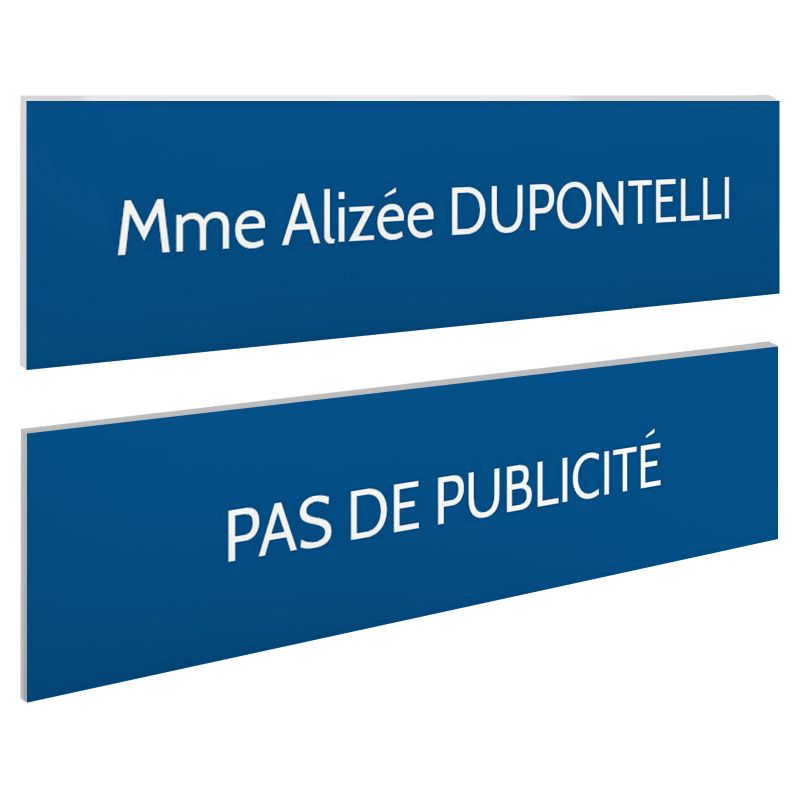 Plaque boite aux lettres personnalisable - Lot de 2 plaques : plaque nom + stop pub – Plaque boite aux lettres adhésive 100 x 25 Plaque boite aux lettres personnalisable - Lot de 2 plaques : plaque nom + stop pub – Plaque boite aux lettres adhésive 100 x 25