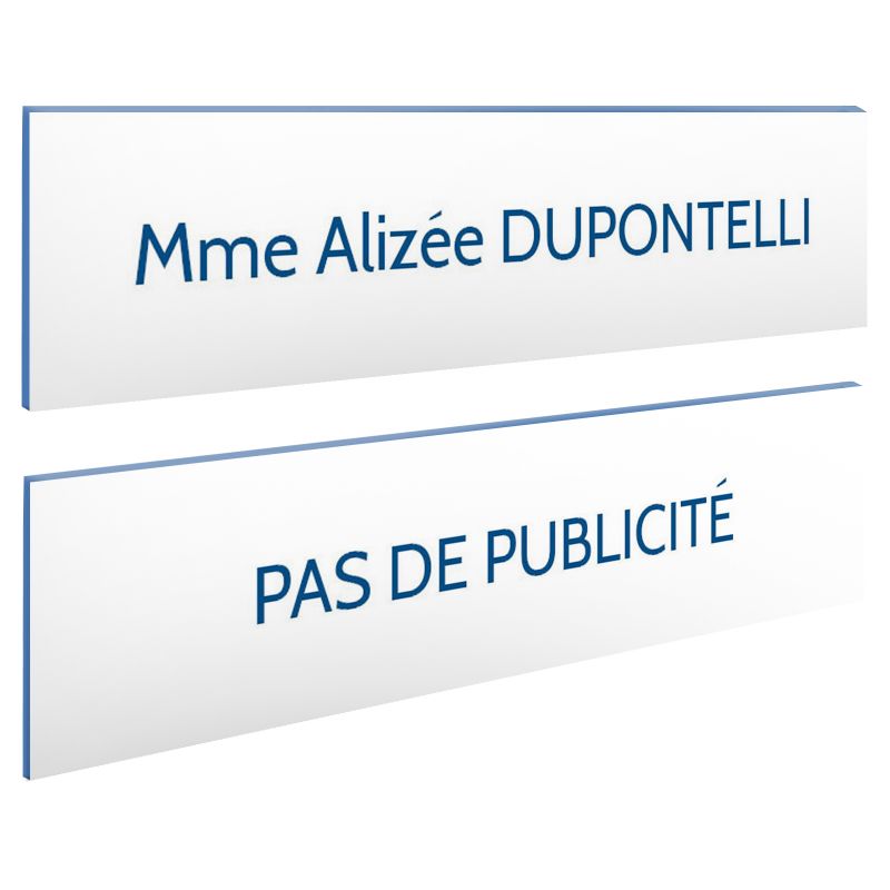 Plaque boite aux lettres personnalisable - Lot de 2 plaques : plaque nom + stop pub – Plaque boite aux lettres adhésive 100 x 25 Plaque boite aux lettres personnalisable - Lot de 2 plaques : plaque nom + stop pub – Plaque boite aux lettres adhésive 100 x 25