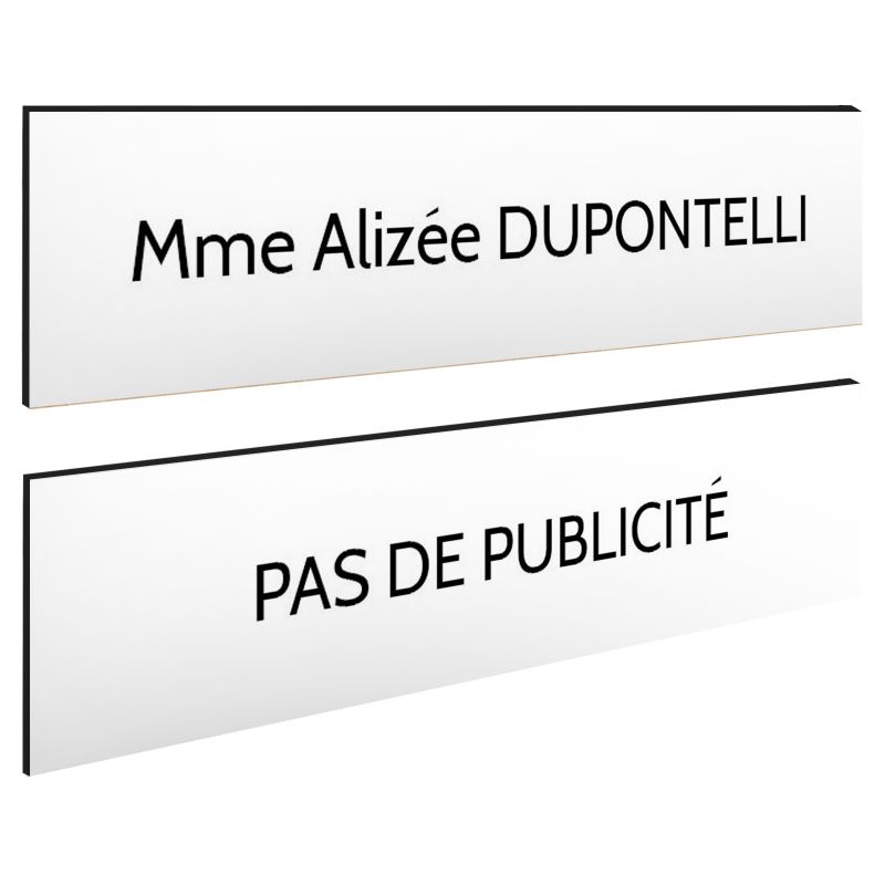 Plaque boite aux lettres personnalisable - Lot de 2 plaques : plaque nom + stop pub – Plaque boite aux lettres adhésive 100 x 25 Plaque boite aux lettres personnalisable - Lot de 2 plaques : plaque nom + stop pub – Plaque boite aux lettres adhésive 100 x 25