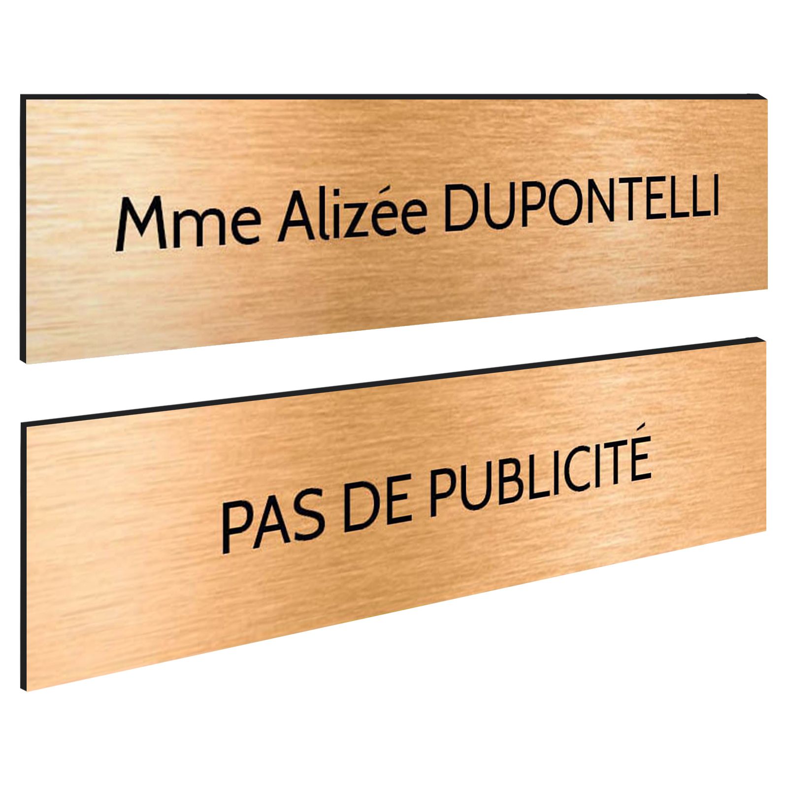 Plaque boite aux lettres personnalisable - Lot de 2 plaques : plaque nom + stop pub – Plaque boite aux lettres adhésive 100 x 25