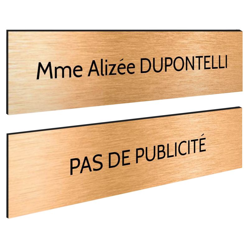 Plaque boite aux lettres personnalisable - Lot de 2 plaques : plaque nom + stop pub – Plaque boite aux lettres adhésive 100 x 25 Plaque boite aux lettres personnalisable - Lot de 2 plaques : plaque nom + stop pub – Plaque boite aux lettres adhésive 100 x 25
