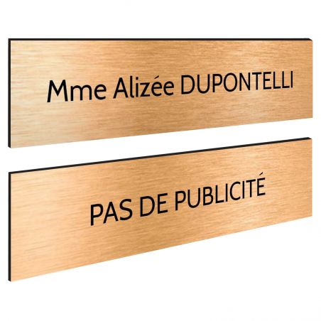 Plaque boite aux lettres personnalisable - Lot de 2 plaques : plaque nom + stop pub – Plaque boite aux lettres adhésive 100 x 25