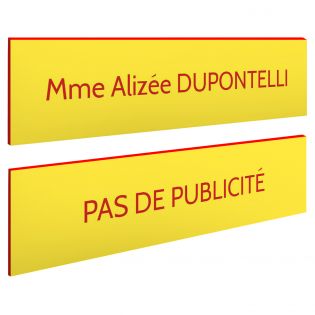 Plaque boite aux lettres personnalisable - Lot de 2 plaques : plaque nom + stop pub – Plaque boite aux lettres adhésive 100 x 25
