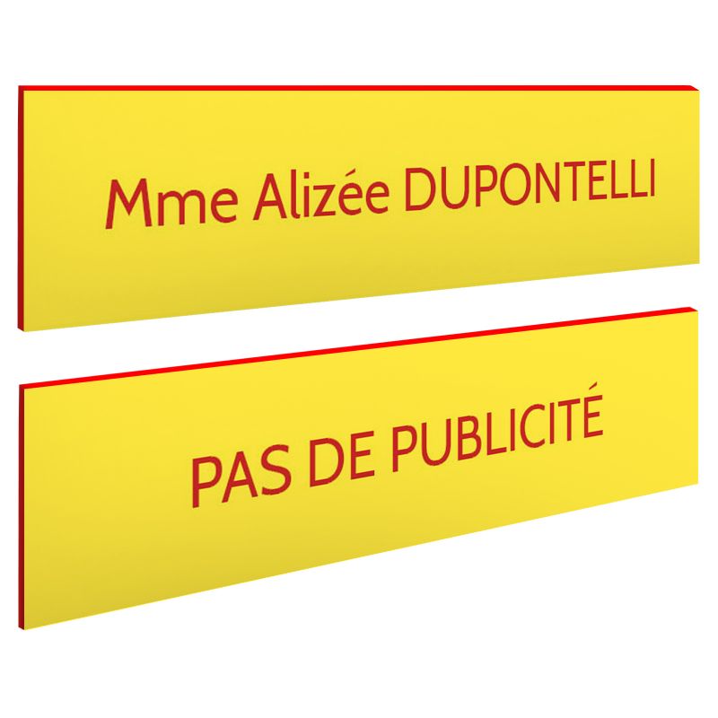 Plaque boite aux lettres personnalisable - Lot de 2 plaques : plaque nom + stop pub – Plaque boite aux lettres adhésive 100 x 25 Plaque boite aux lettres personnalisable - Lot de 2 plaques : plaque nom + stop pub – Plaque boite aux lettres adhésive 100 x 25