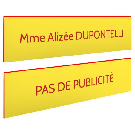 Plaque boite aux lettres personnalisable - Lot de 2 plaques : plaque nom + stop pub – Plaque boite aux lettres adhésive 100 x 25