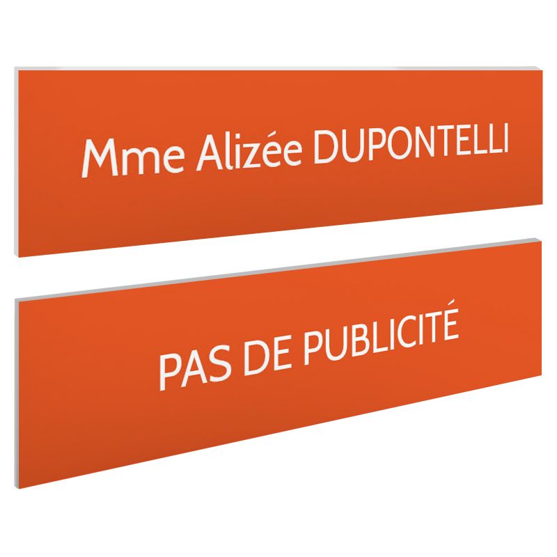Plaque boite aux lettres personnalisable - Lot de 2 plaques : plaque nom + stop pub – Plaque boite aux lettres adhésive 100 x 25 Plaque boite aux lettres personnalisable - Lot de 2 plaques : plaque nom + stop pub – Plaque boite aux lettres adhésive 100 x 25