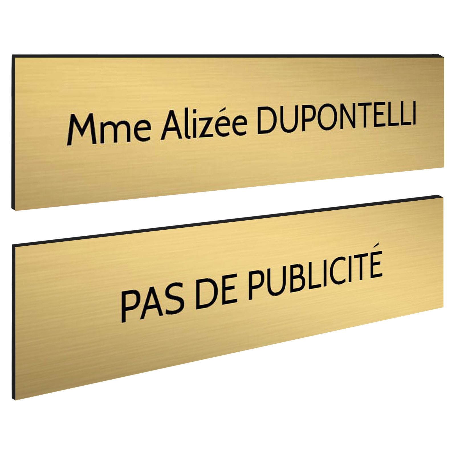 Plaque boite aux lettres personnalisable - Lot de 2 plaques : plaque nom + stop pub – Plaque boite aux lettres adhésive 100 x 25