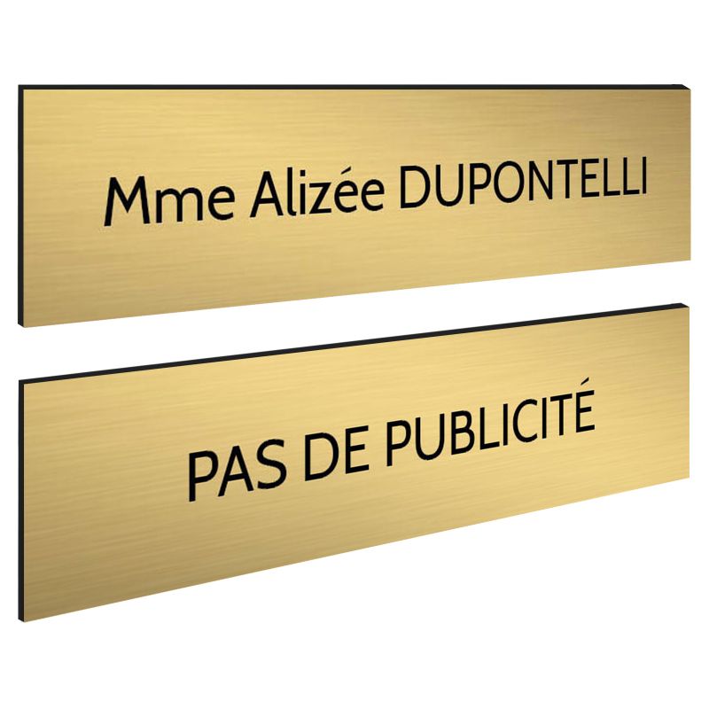 Plaque boite aux lettres personnalisable - Lot de 2 plaques : plaque nom + stop pub – Plaque boite aux lettres adhésive 100 x 25 Plaque boite aux lettres personnalisable - Lot de 2 plaques : plaque nom + stop pub – Plaque boite aux lettres adhésive 100 x 25