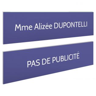 Plaque boite aux lettres personnalisable - Lot de 2 plaques : plaque nom + stop pub – Plaque boite aux lettres adhésive 100 x 25