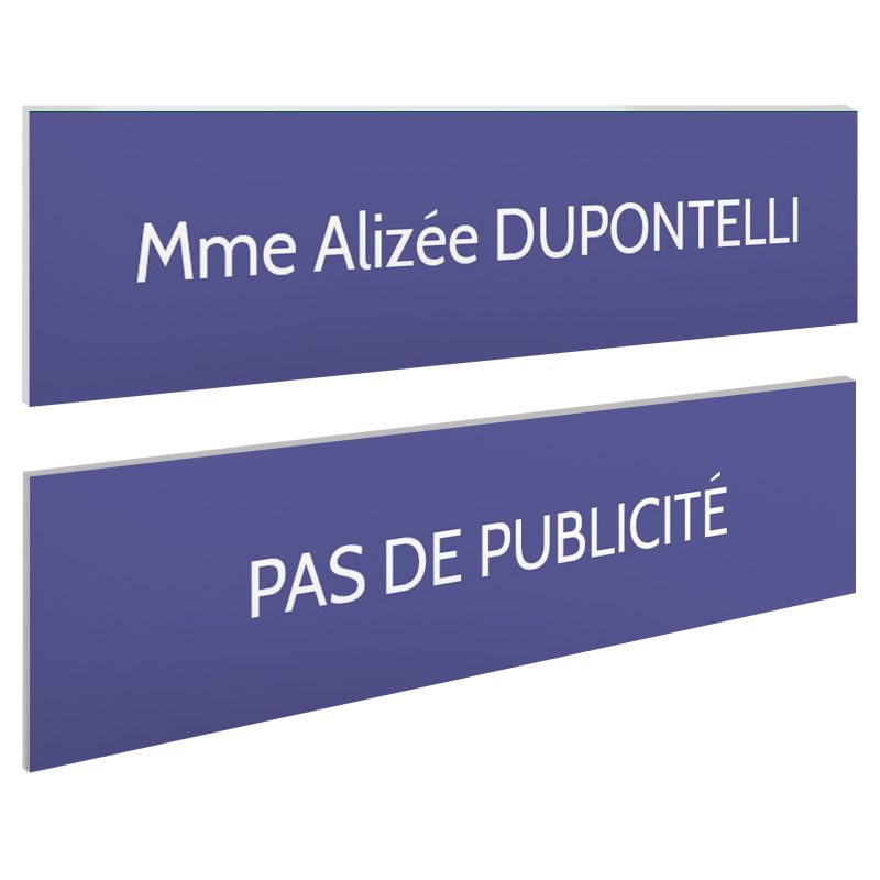 Plaque boite aux lettres personnalisable - Lot de 2 plaques : plaque nom + stop pub – Plaque boite aux lettres adhésive 100 x 25 Plaque boite aux lettres personnalisable - Lot de 2 plaques : plaque nom + stop pub – Plaque boite aux lettres adhésive 100 x 25