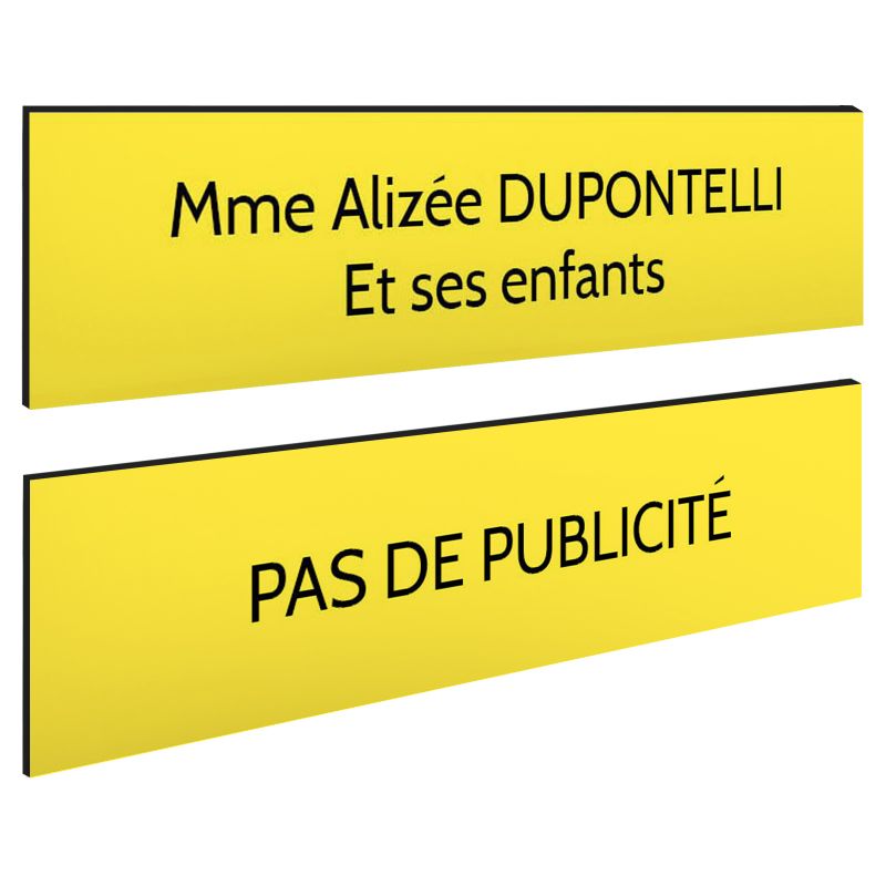 Plaque boite aux lettres personnalisable - Lot de 2 plaques : plaque nom + stop pub – Plaque boite aux lettres adhésive 100 x 25 Plaque boite aux lettres personnalisable - Lot de 2 plaques : plaque nom + stop pub – Plaque boite aux lettres adhésive 100 x 25