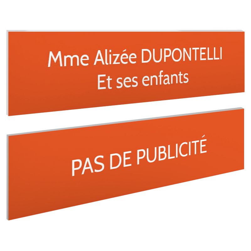 Plaque boite aux lettres personnalisable - Lot de 2 plaques : plaque nom + stop pub – Plaque boite aux lettres adhésive 100 x 25 Plaque boite aux lettres personnalisable - Lot de 2 plaques : plaque nom + stop pub – Plaque boite aux lettres adhésive 100 x 25