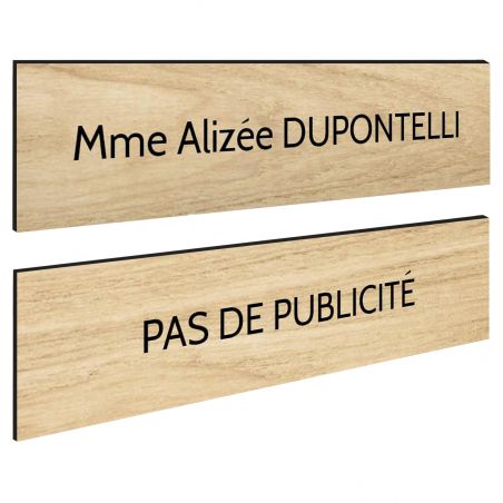 Plaque boite aux lettres personnalisable - Lot de 2 plaques : plaque nom + stop pub – Plaque boite aux lettres adhésive 100 x 25