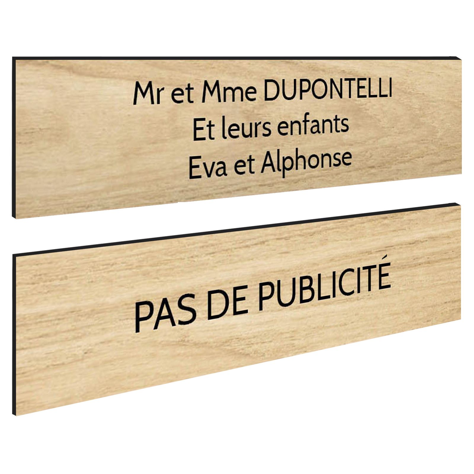 Plaque boite aux lettres personnalisable - Lot de 2 plaques : plaque nom + stop pub – Plaque boite aux lettres adhésive 100 x 25