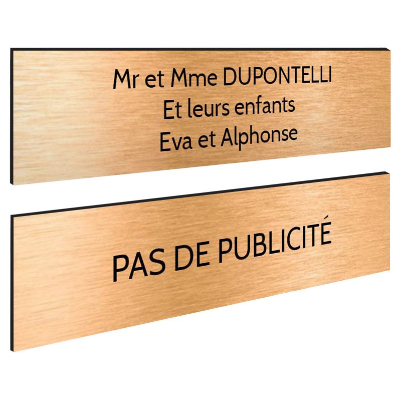 Plaque boite aux lettres personnalisable - Lot de 2 plaques : plaque nom + stop pub – Plaque boite aux lettres adhésive 100 x 25 Plaque boite aux lettres personnalisable - Lot de 2 plaques : plaque nom + stop pub – Plaque boite aux lettres adhésive 100 x 25