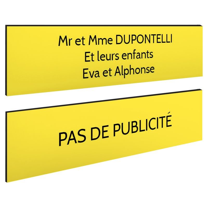 Plaque boite aux lettres personnalisable - Lot de 2 plaques : plaque nom + stop pub – Plaque boite aux lettres adhésive 100 x 25 Plaque boite aux lettres personnalisable - Lot de 2 plaques : plaque nom + stop pub – Plaque boite aux lettres adhésive 100 x 25
