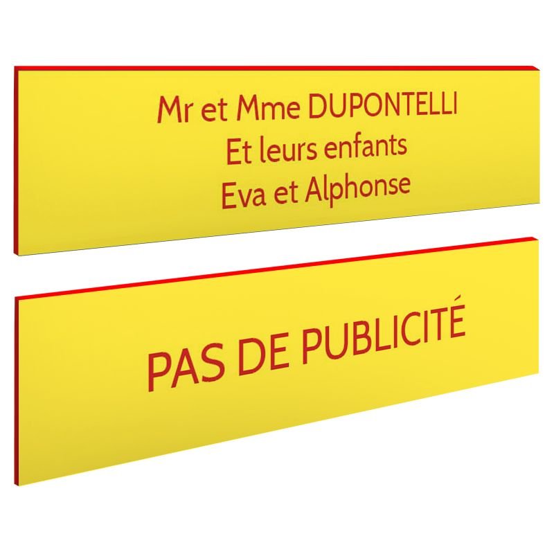 Plaque boite aux lettres personnalisable - Lot de 2 plaques : plaque nom + stop pub – Plaque boite aux lettres adhésive 100 x 25 Plaque boite aux lettres personnalisable - Lot de 2 plaques : plaque nom + stop pub – Plaque boite aux lettres adhésive 100 x 25
