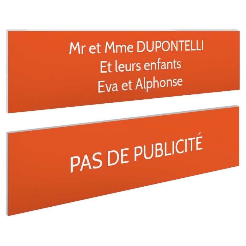 Plaque boite aux lettres personnalisable - Lot de 2 plaques : plaque nom + stop pub – Plaque boite aux lettres adhésive 100 x 25 Plaque boite aux lettres personnalisable - Lot de 2 plaques : plaque nom + stop pub – Plaque boite aux lettres adhésive 100 x 25