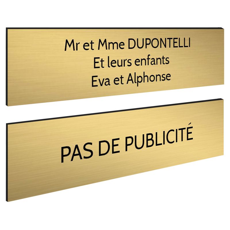 Plaque boite aux lettres personnalisable - Lot de 2 plaques : plaque nom + stop pub – Plaque boite aux lettres adhésive 100 x 25 Plaque boite aux lettres personnalisable - Lot de 2 plaques : plaque nom + stop pub – Plaque boite aux lettres adhésive 100 x 25