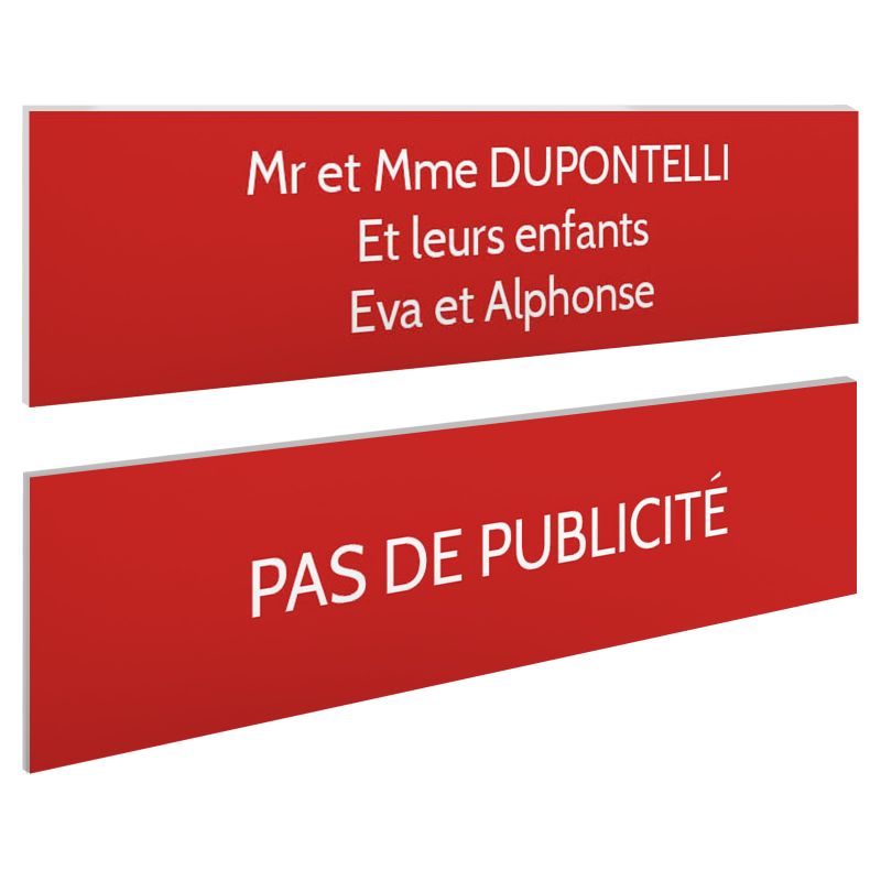 Plaque boite aux lettres personnalisable - Lot de 2 plaques : plaque nom + stop pub – Plaque boite aux lettres adhésive 100 x 25 Plaque boite aux lettres personnalisable - Lot de 2 plaques : plaque nom + stop pub – Plaque boite aux lettres adhésive 100 x 25