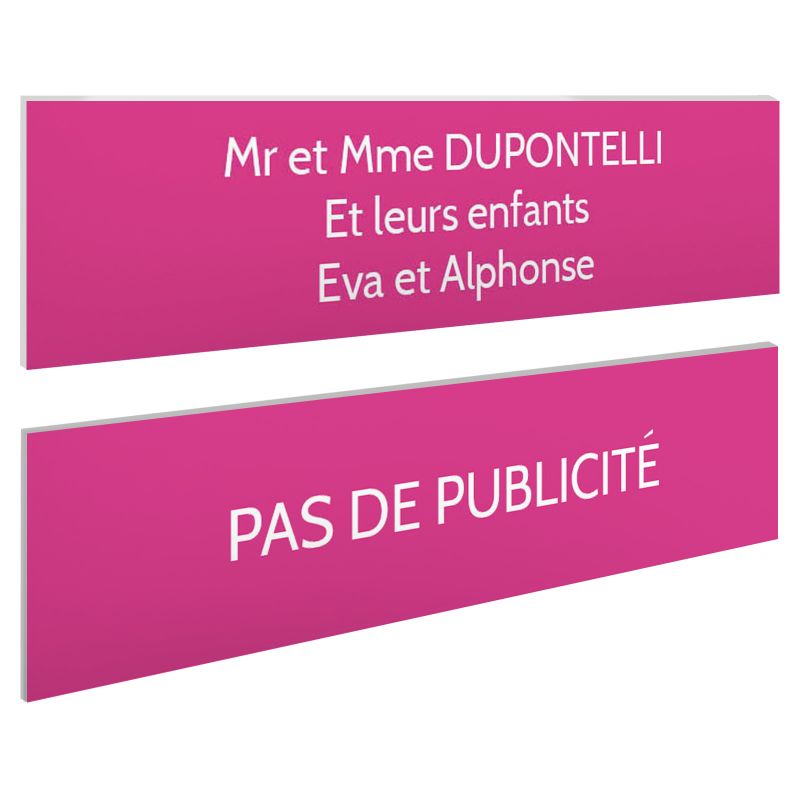 Plaque boite aux lettres personnalisable - Lot de 2 plaques : plaque nom + stop pub – Plaque boite aux lettres adhésive 100 x 25 Plaque boite aux lettres personnalisable - Lot de 2 plaques : plaque nom + stop pub – Plaque boite aux lettres adhésive 100 x 25