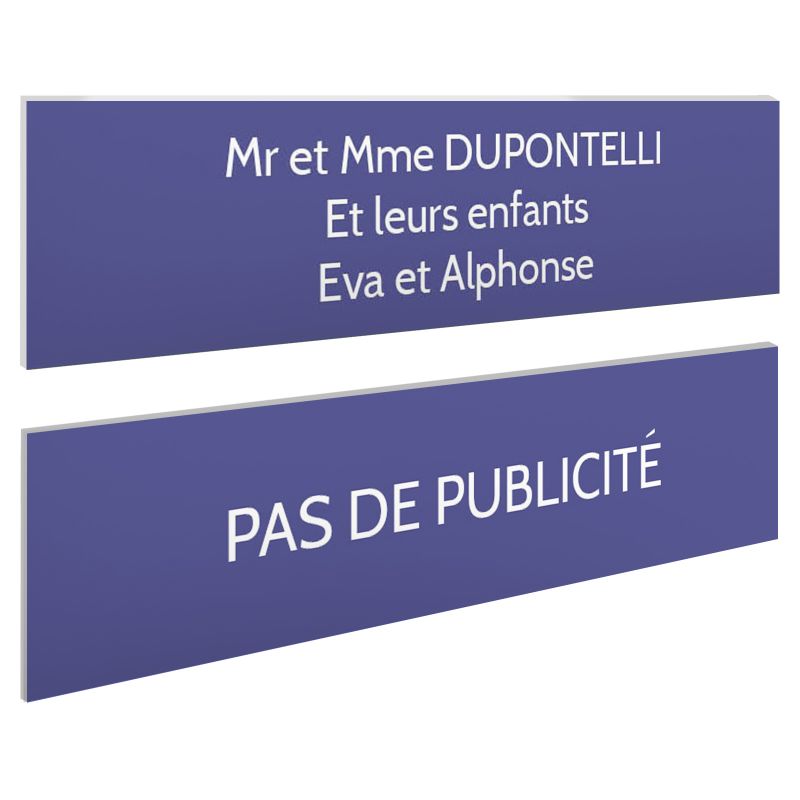 Plaque boite aux lettres personnalisable - Lot de 2 plaques : plaque nom + stop pub – Plaque boite aux lettres adhésive 100 x 25 Plaque boite aux lettres personnalisable - Lot de 2 plaques : plaque nom + stop pub – Plaque boite aux lettres adhésive 100 x 25