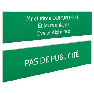 Plaque boite aux lettres personnalisable - Lot de 2 plaques : plaque nom + stop pub – Plaque boite aux lettres adhésive 100 x 25
