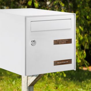 Plaque boite aux lettres personnalisable - Lot de 2 plaques : plaque nom + stop pub – Plaque boite aux lettres adhésive 100 x 25