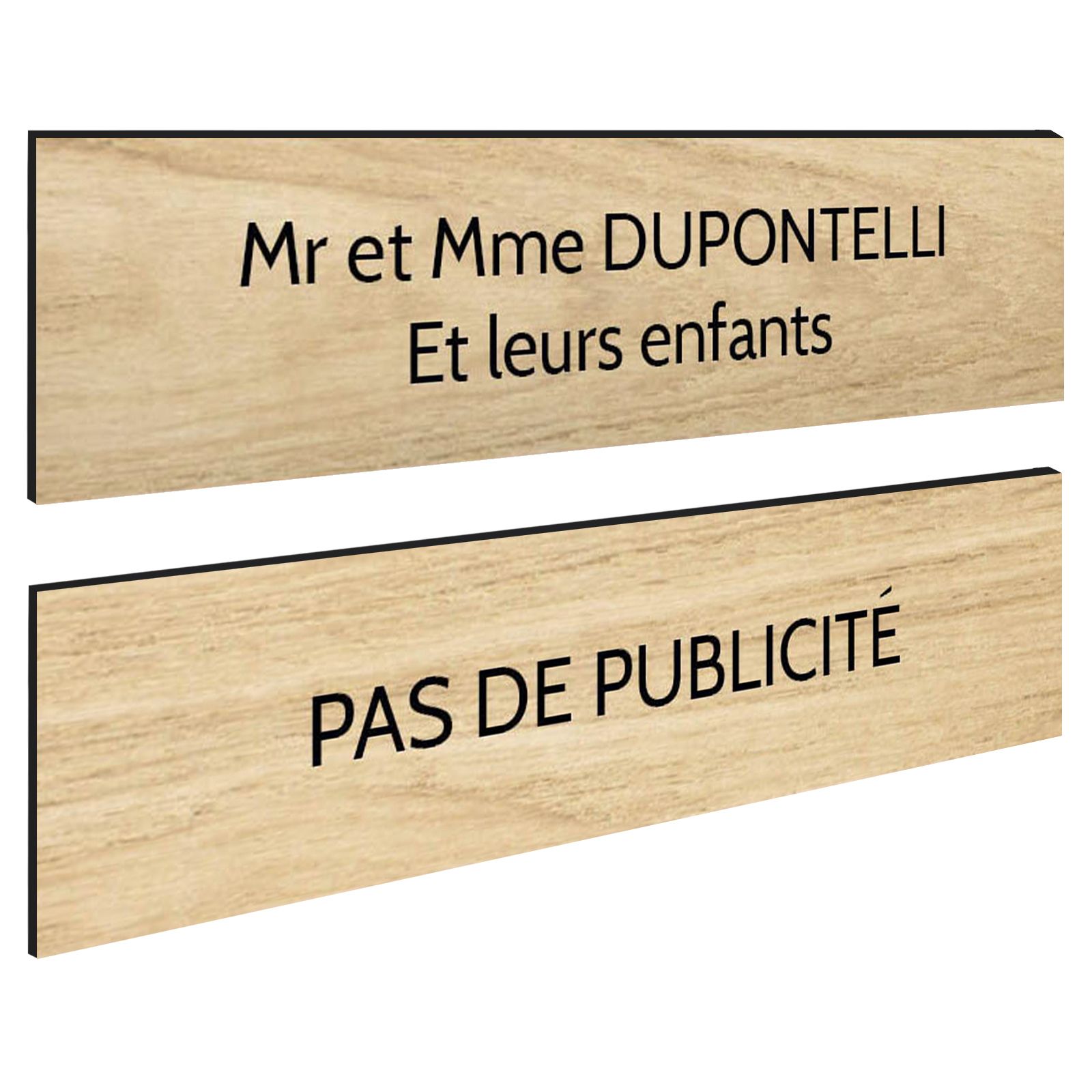 Plaque boite aux lettres personnalisable - Lot de 2 plaques : plaque nom + stop pub – Plaque boite aux lettres adhésive 100 x 25