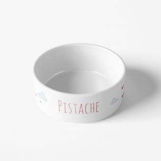 Personalized ceramic cat bowl | Cloud patterns