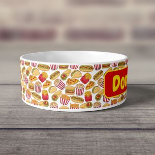 Gamelle pour chien en céramique personnalisable | Motif Fast Food