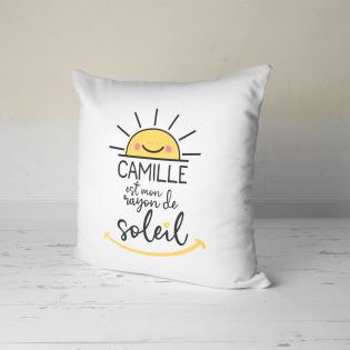 Coussin personnalisé carré 40 x 40 cm famille "Rayon de soleil"