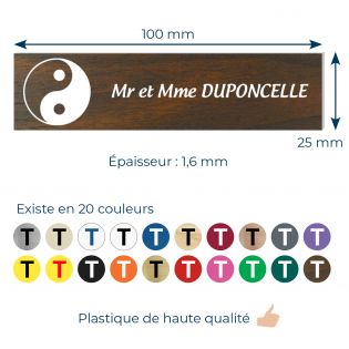 Plaque boite aux lettres format Decayeux CROIX BASQUE (100x25mm) effet bois foncé lettres blanches - 1 ligne