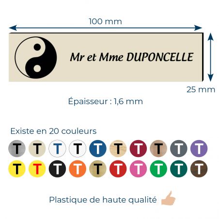 Plaque boite aux lettres format Decayeux CROIX BASQUE (100x25mm) beige lettres noires - 1 ligne