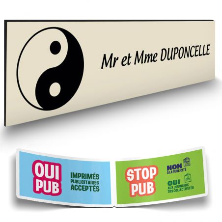 Plaque boite aux lettres format Decayeux CROIX BASQUE (100x25mm) beige lettres noires - 1 ligne