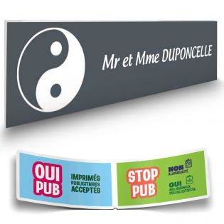 Plaque boite aux lettres format Decayeux CROIX BASQUE (100x25mm) grise lettres blanches - 1 ligne