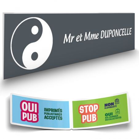 Plaque boite aux lettres format Decayeux CROIX BASQUE (100x25mm) grise lettres blanches - 1 ligne