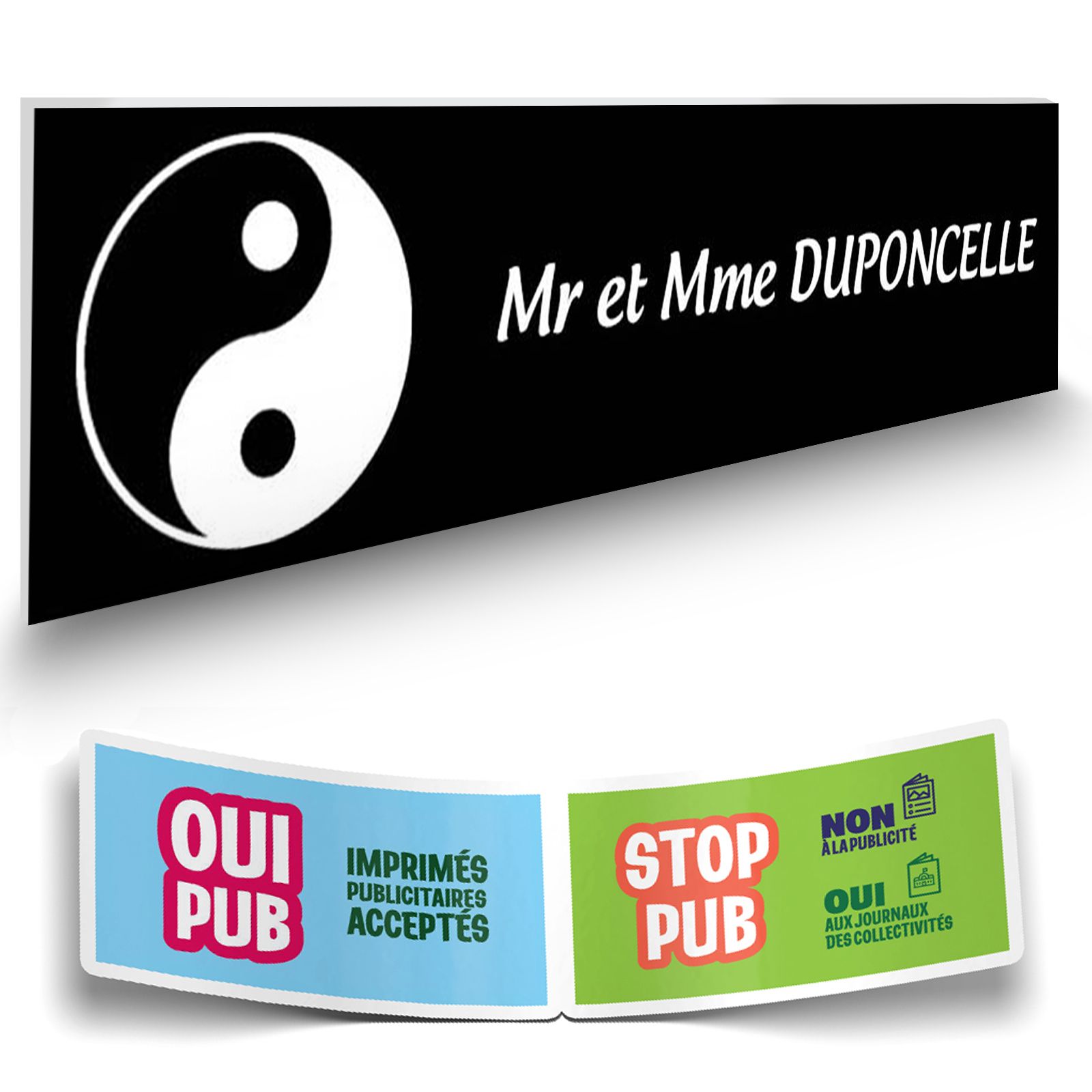 Plaque boite aux lettres format Decayeux CROIX BASQUE (100x25mm) noire lettres blanches - 1 ligne